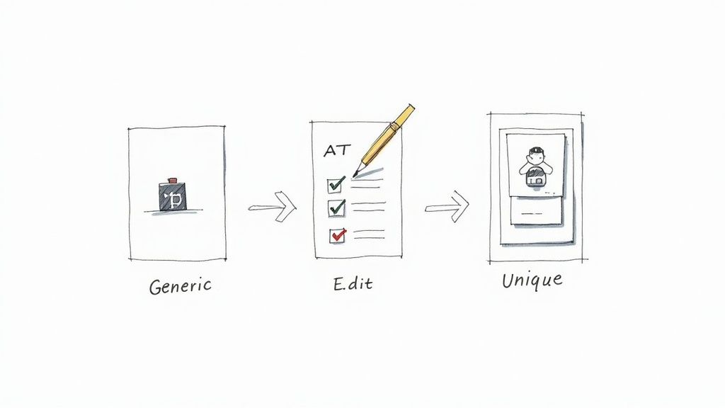A designer's desk with branding elements like color swatches and logo sketches, symbolizing the rebranding process of PLR content.