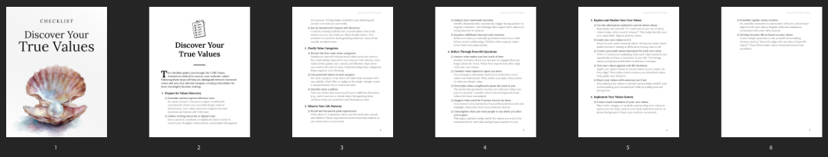 Entrepedia 1757419427796-Discover-Your-True-Values---Checklist