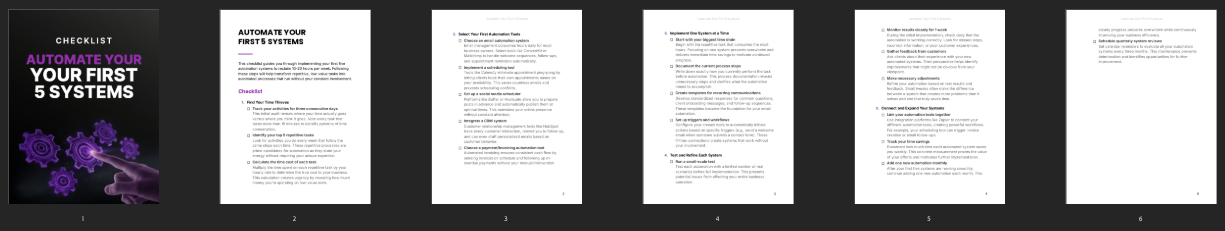 Entrepedia 1761573952904-Automate-Your-First-5-Systems---Checklist